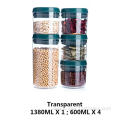 Set 5 Plastic Home Food Sealing Storage Jars